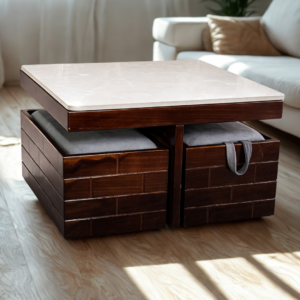 Modern marble coffee table with drawers