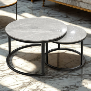 Sleek grey marble nesting tables
