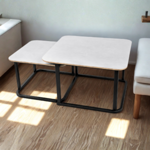 Modern nesting tables with marble tops