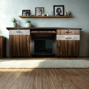 Wooden office desk with drawers