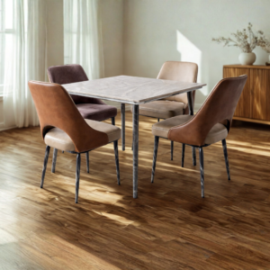 Metal dining set with marble top