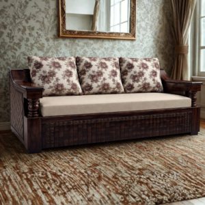 Elegant wooden sofa cum bed with Storage