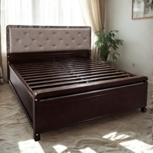 Elegant tufted Metal bed with Storage