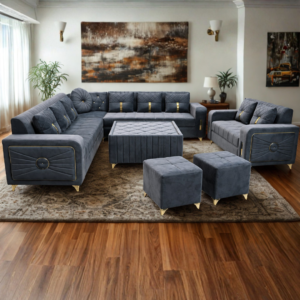 Luxurious dark gray sectional sofa set