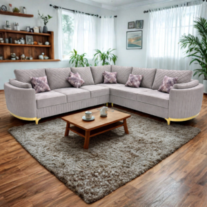 Elegant L-shaped velvet sofa