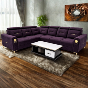 Elegant purple velvet sectional sofa