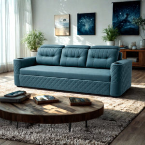 Luxurious teal three-seater sofa