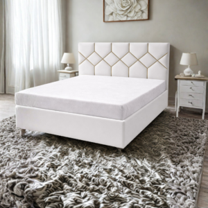 Luxurious white and gold headboard design