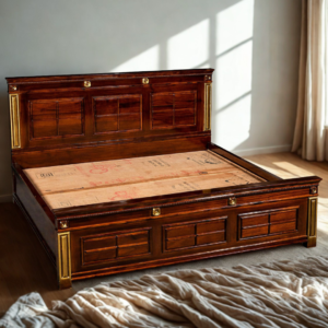 Ornate dark wooden bed with Storage